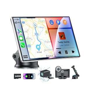 9" Portable CarPlay Screen for Car, CooCom UHD Car Stereo with Touch Screen with Apple CarPlay&Android Auto,4K Dash Cam,1080P Backup Camera,Mirror Link, Voice Control, Bluetooth 5.3,GPS,FM - Amazon product rated Grade A