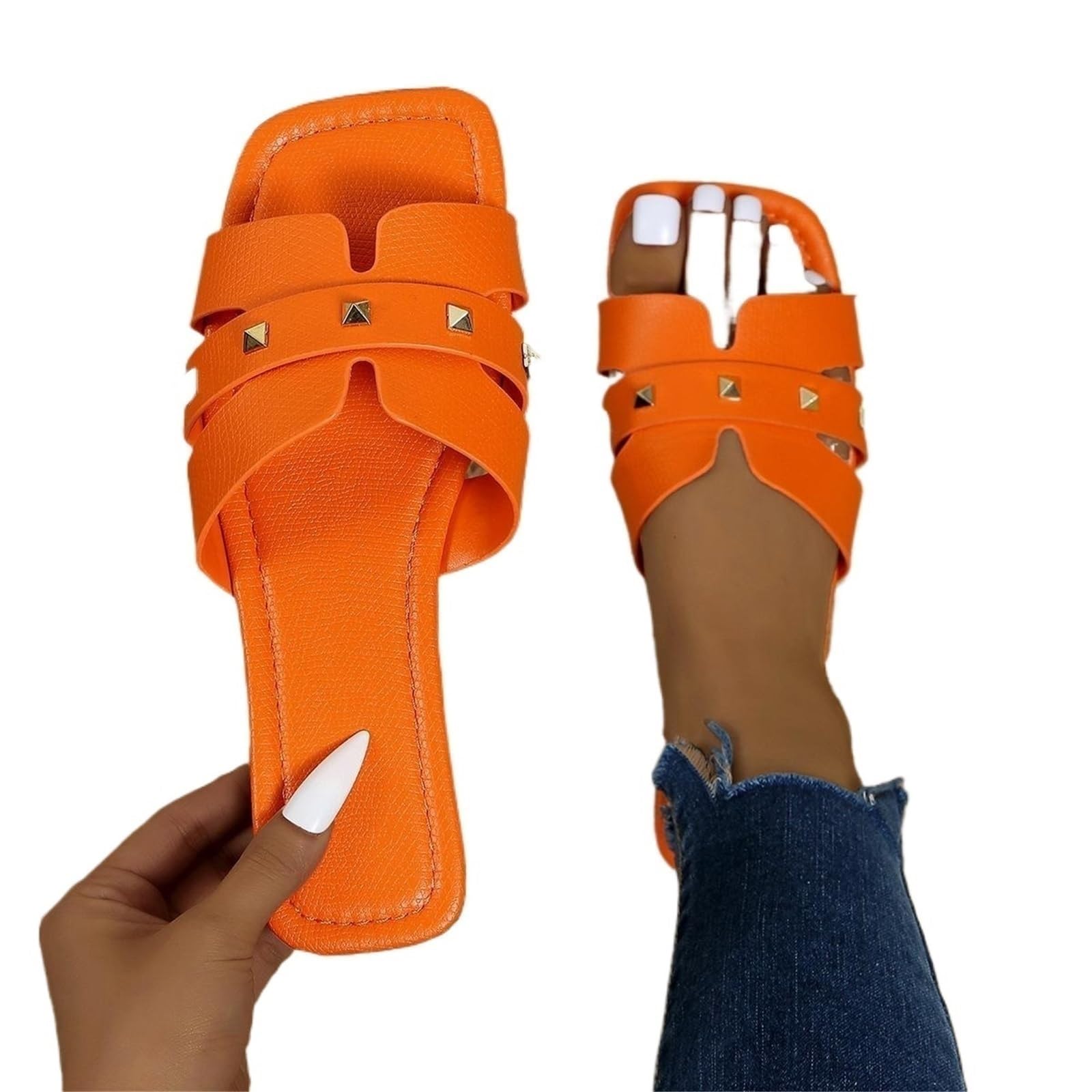 Ciabatte da Donna Ciabatte Antiscivolo da Donna, con Punta Aperta, da Esterno, da Donna per La Doccia(Orange,36)