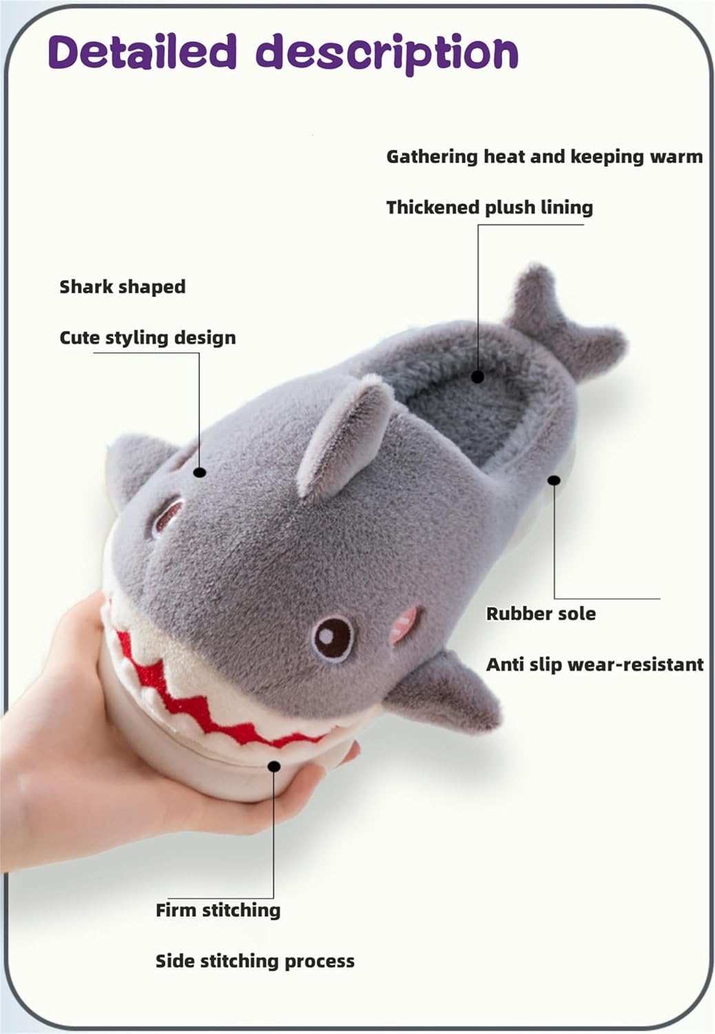 YILANLAN Women Men Slippes Cute Animal Shark Slippers Adult Cozy Plush Warm Winter House Slippers - Image 6