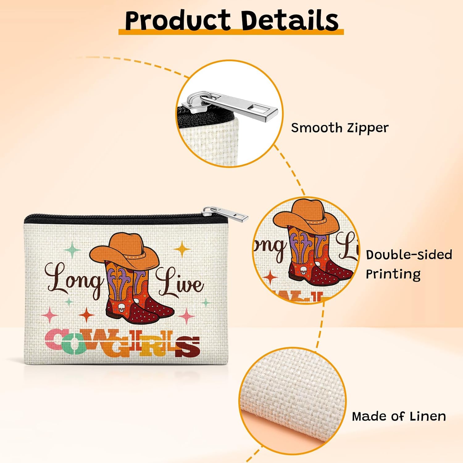 Western Cowgirl Gifts Coin Purses Cowgirls Stuff Cowgirl Boots Gift for Women Daughter Sister Friend Travel Pocket Cosmetic Bag Graduation Christmas Birthday Gifts Mini Storage Bag