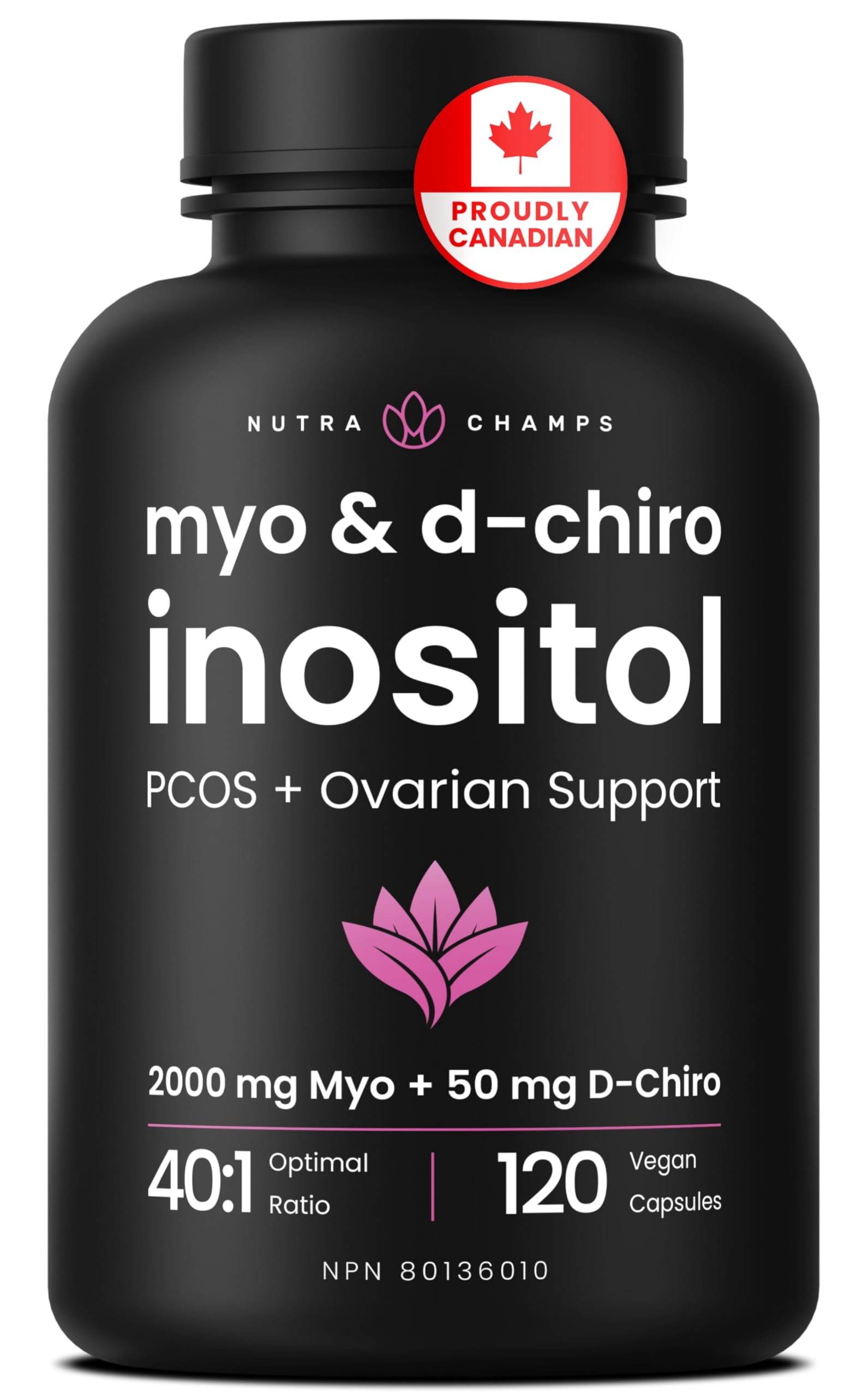 Inositol Supplement for Women | Myo & D-Chiro Inositol 2000 mg + 50 mg, Ideal 40:1 Ratio | Hormone Balance Support | PCOS Supplement for Women | Menstrual Cycle & Ovarian Health Support