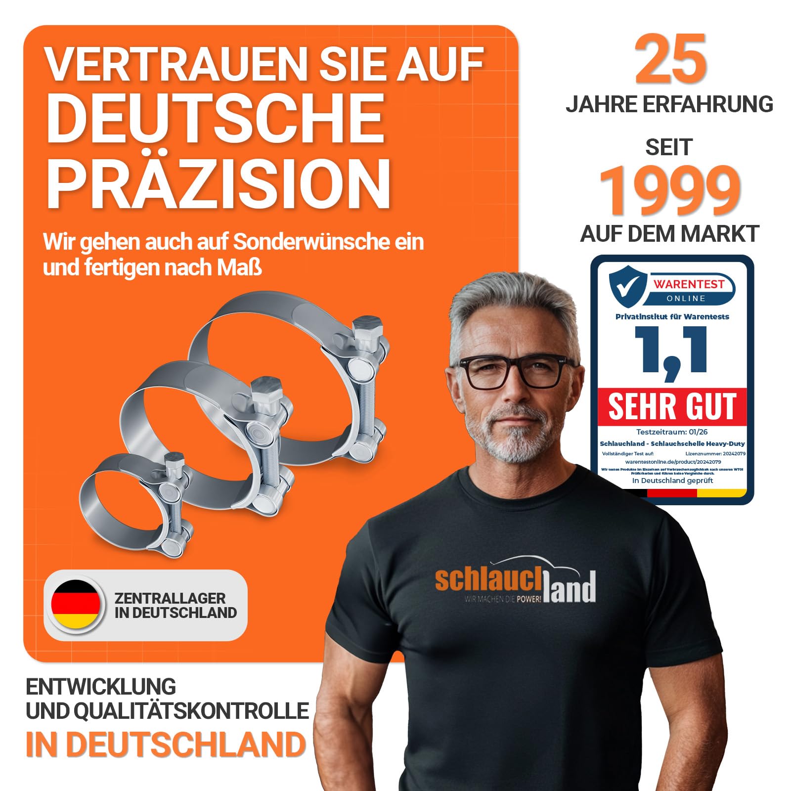 9x EDELSTAHLSCHELLE EXTRA-STARK Ø 92-97mm V2A Gelenkbolzenschelle | GRÖSSEN 17-252mm & 1/10/20/50/100 Stück | DIN 3017 EN 62275 SCHLAUCH-SCHELLE INOX W4 100% Edelstahl V2A 1.4301 T-Bolzen | TOP