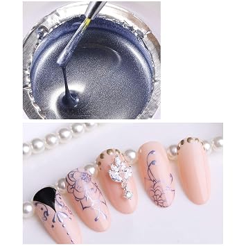 Metal Effect Nail Gel Rose Gold Silver UV LED Draw Painting Stamping Nail Art Color Gel Polish Manicure Long Lasting Gel Vernish blue
