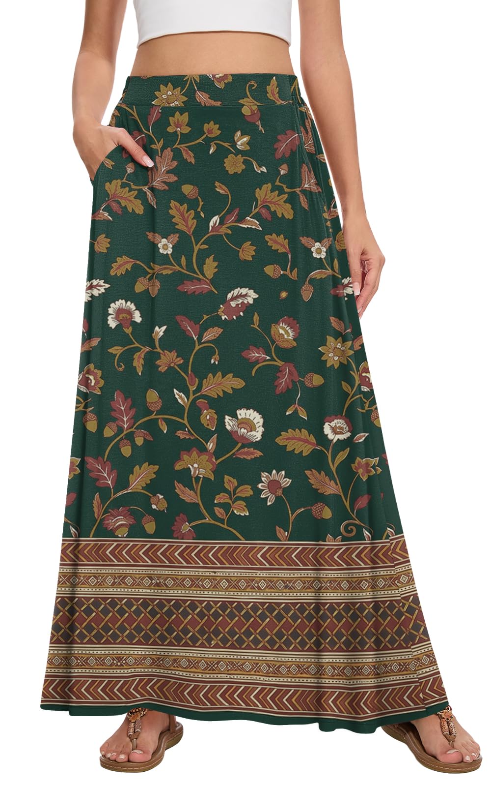 Womens Maxi Skirt Long Flowy Summer A-Line High Waist Skirts