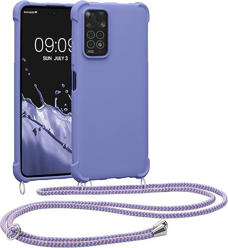 kwmobile Funda cruzada compatible con Xiaomi Redmi Note 11  Note 11S - Funda de silicona TPU con correa - Lavanda