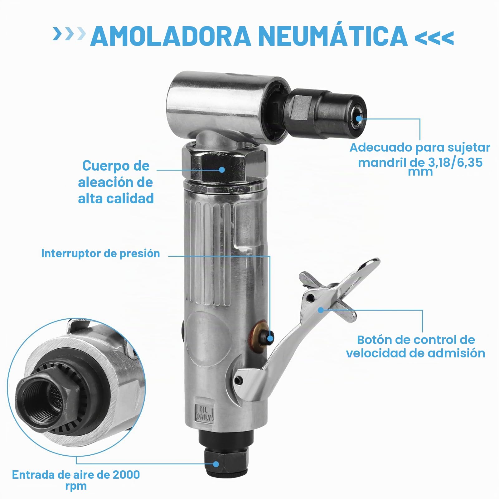 Lalago Juego de lijadora de aire comprimido de 90°,amoladora excéntrica,amoladora angular,lijadora de mano con disco de corindón de 50 mm,tapa de aire de 80 malla,disco de arena de lana,cabezal
