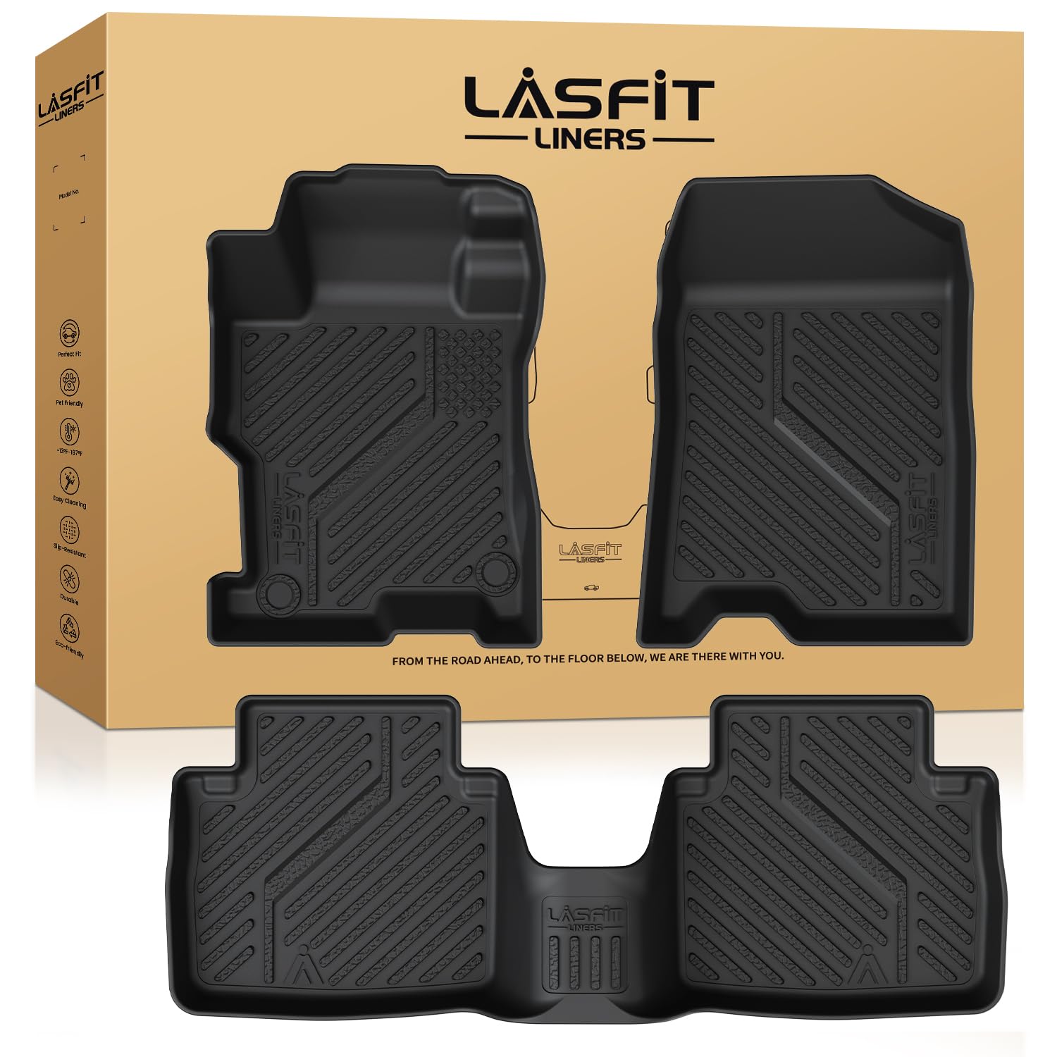 LASFIT Floor Mats for Honda Accord Sedan 2012 2011 2010 2009 2008 All Weather Custom Fit TPE Floor