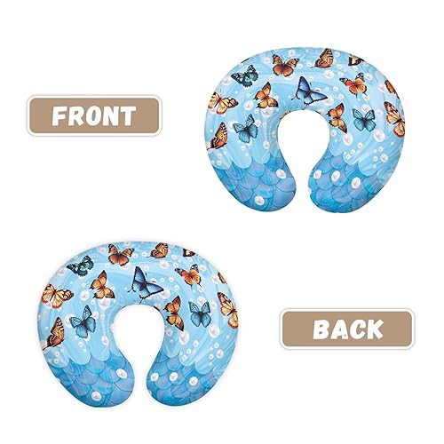 Miniatura 10 de Forchrinse Funda de almohada de lactancia con escamas de sirena azul para niñas, funda de almohada de lactancia de princesa para madres que