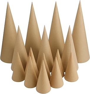 Ceenna 24 Pcs Paper Mache Cones Open Bottom Cardboard Craft Cones for Valentine's Day St Patrick's Day DIY Gnomes Ornament...