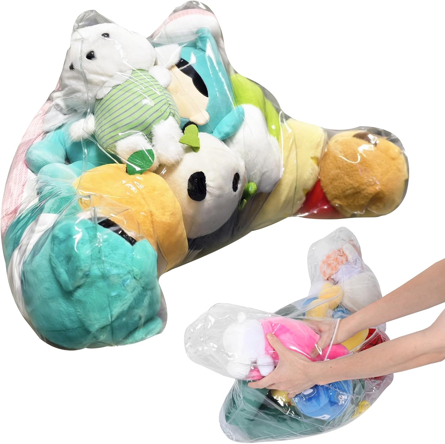 Clear Stuffed Storage Backrest Cushion Cover 30L PVC Plush Toy Storage Back Cover Toy Holder Organizer for Holding Towel Clothes