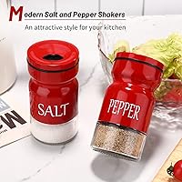 Vista 7 de Juego de saleros y pimenteros, saleros y pimenteros de granja con agujeros ajustables para verter, salero y pimentero moderno, salero rojo
