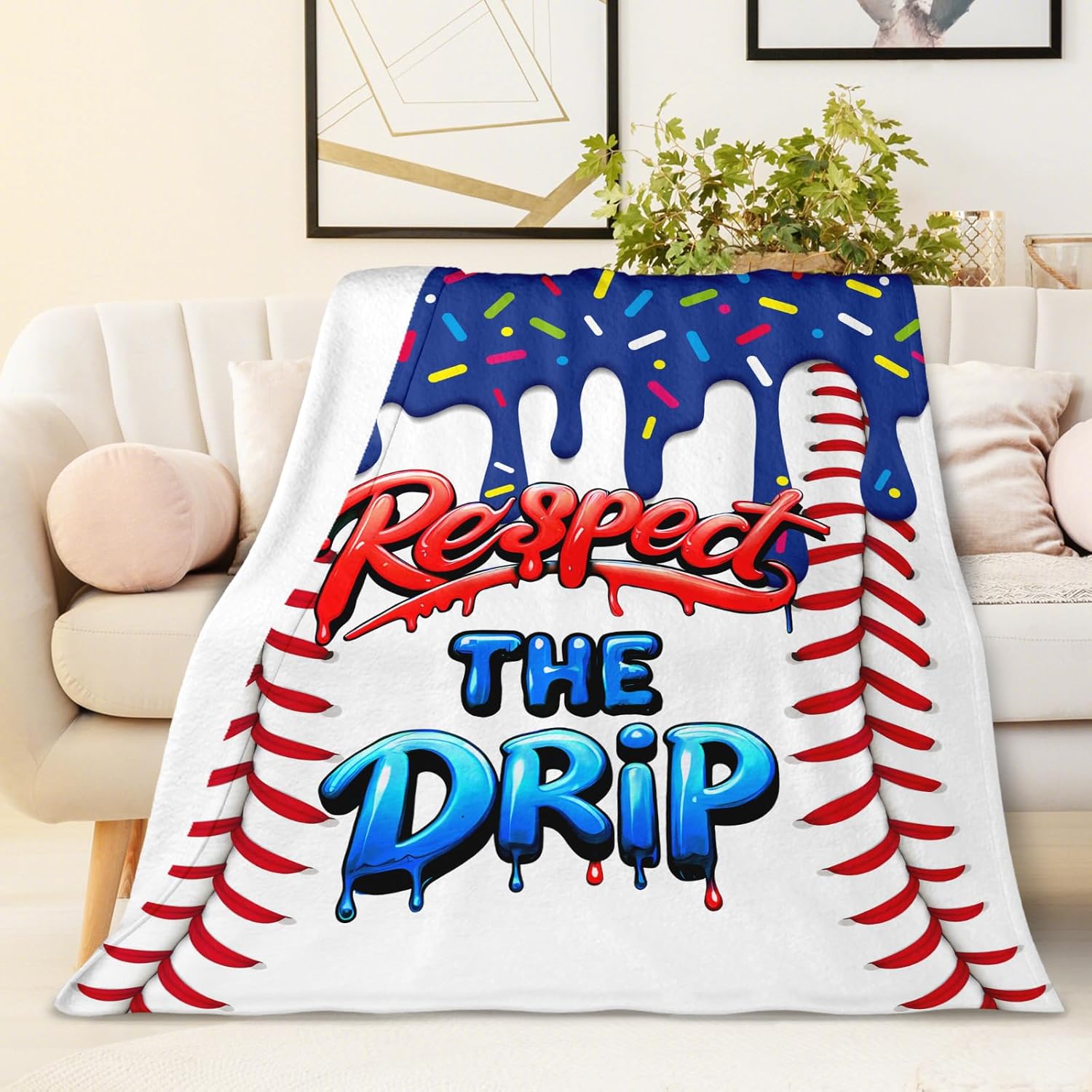 Baseball Throw Blanket Kids Blanket for Boys 3-6 Gift for Kids Teens Player, Cozy Dark Blue Warm Flannel 50 x 40 Inches Throws for Sofa Trip Chair - Image 2