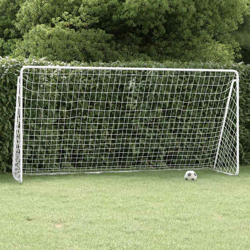 Fußballtor mit Netz Weiß 366x122x Stahl pulverbeschichtet, witterungsbeständig, inkl. robustem Netz, ideal für Training, Freizeit und Spiel im Garten, Outdoor und Indoor