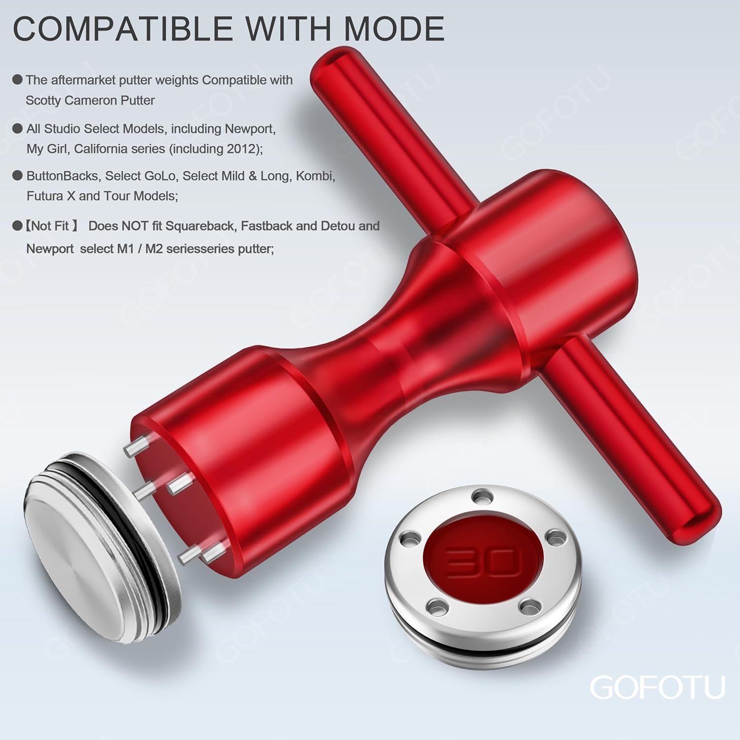 Golf Head weight 2pcs. 30g Golf Custom Weights+Red Wrench Compatible with Titleist Scotty Cameron Putters Newport (30g)