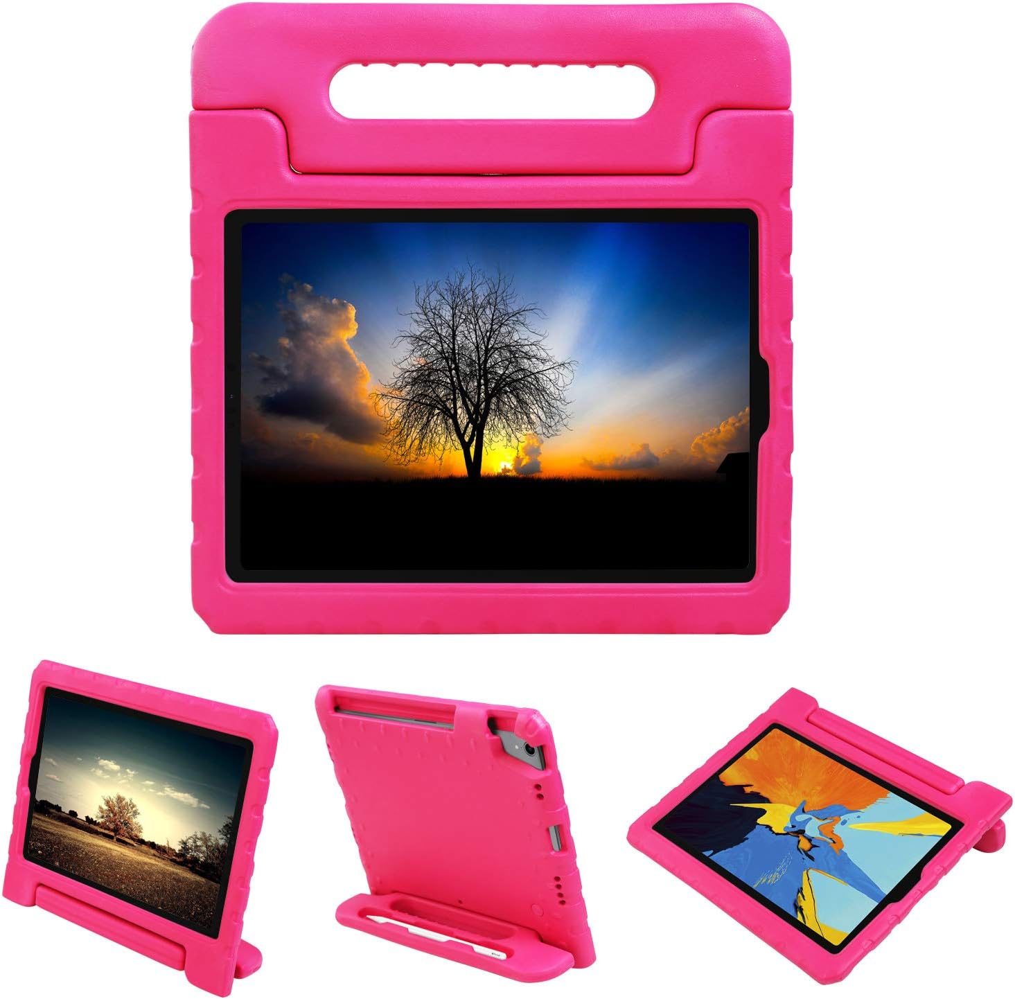 NEWSTYLE Kids Case for iPad pro 11 inch 2018, Light Weight Shockproof Handle Stand Kids Friendly Case Cover with Apple Pencil Holder for 2018 iPad Pro 11 inch A1980 A1934 A2013 A1979 (Rose)