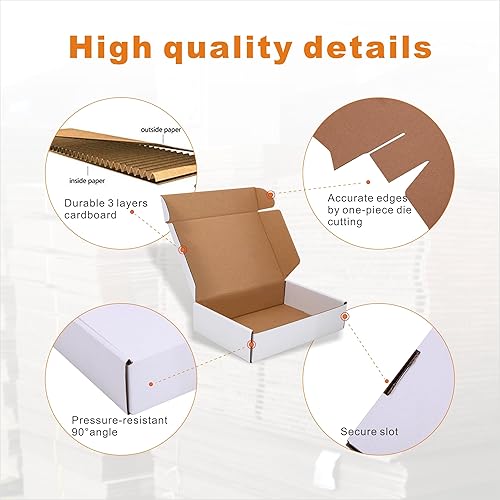 Miniatura 3 de Sobres corrugados de 9 x 6 x 2 pulgadas (paquete de 25), cajas de envío de cartón, color blanco ostra (CM962-25)