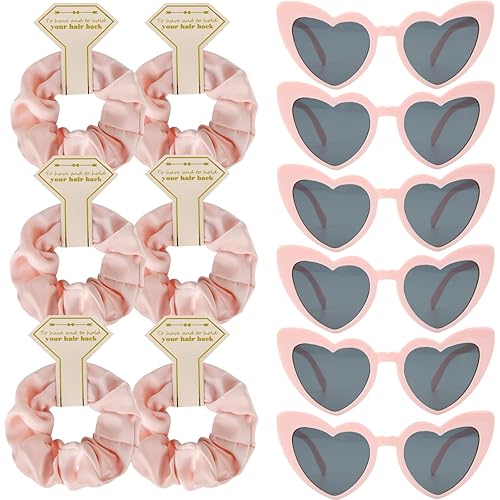 Miniatura 17 de Juego de 6 lentes de sol de satén para dama de honor, para despedida de soltera, sin daños, ideas de lazos para el cabello, regalo para bodas