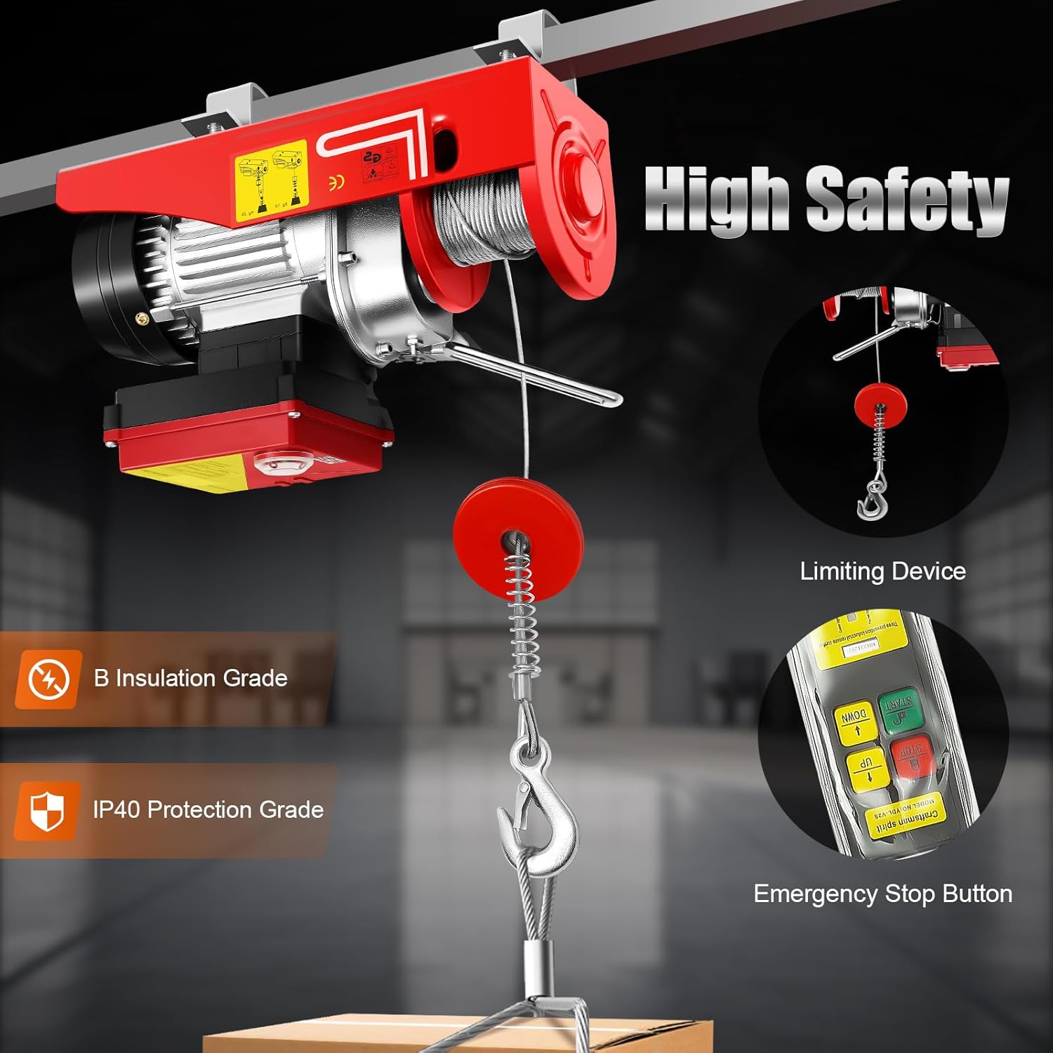 2 in1 Electric Hoist, 660 LBS Lifting Capacity, 650W 110V Electric Winch with Wireless Remote Control, Heavy Duty Steel Electric Lift for Garage & Workshop Overhead Crane Lifting