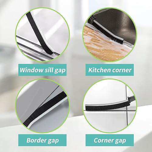 Miniatura 4 de 9 piezas de cepillo de limpieza de hendiduras, cepillo de huecos de baño, herramientas de limpieza de ranura de mano, herramienta de cepillo de