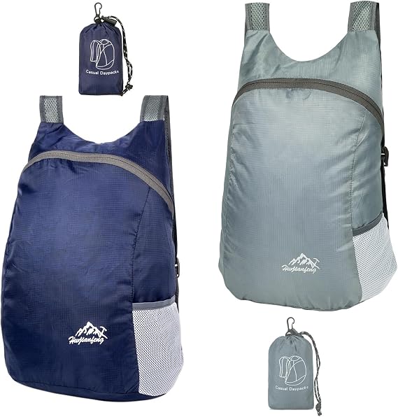 2 Ultra Lightweight Foldable Backpacks,Water Resistant Hiking Daypacks,Packable Rucksacks for Men Women Kids Travelling Outdoor Camping Climbing Cycling Walking