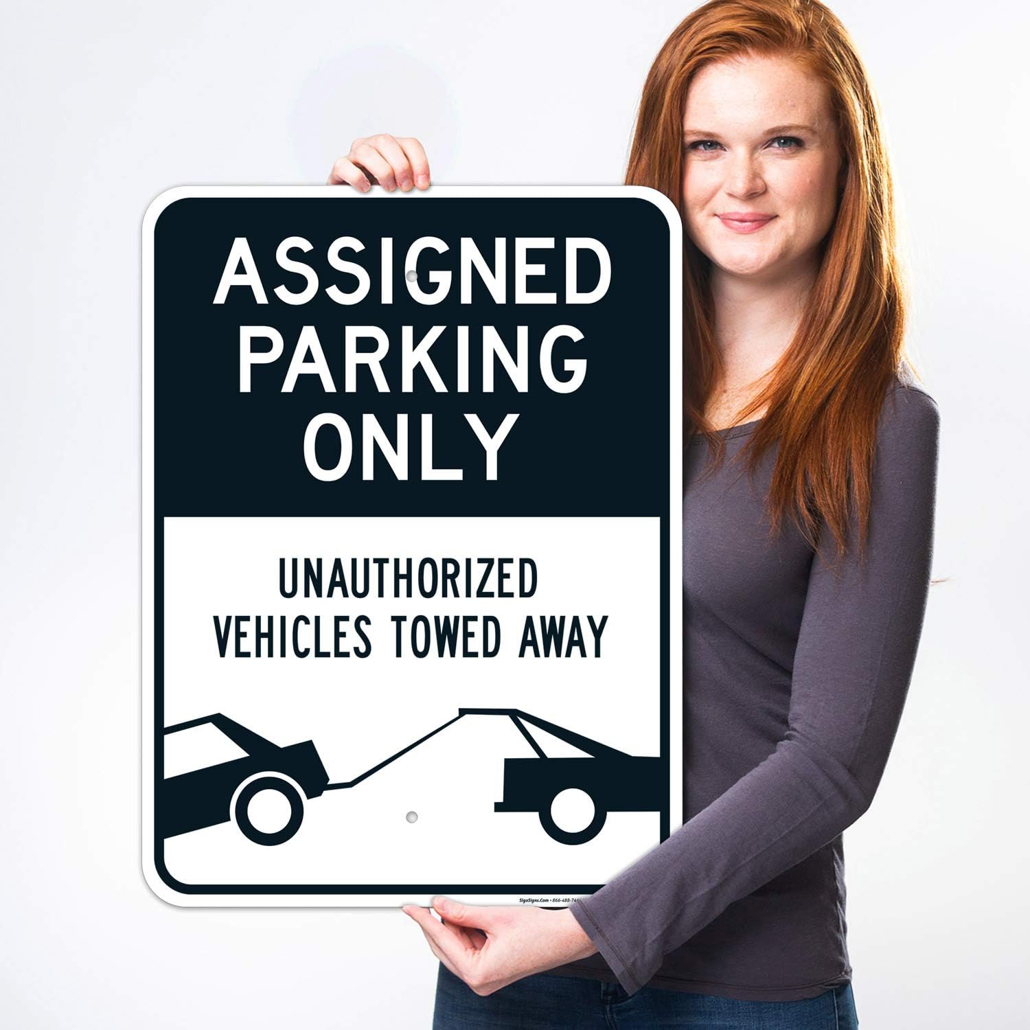 Assign,ed Parking Only Sign, 18x24 Inches, Rust Free .063 Aluminum, Fade Resistant, Easy Mounting, Indoor/Outdoor Use, Made in USA