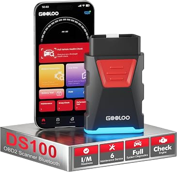 GOOLOO DS100 OBD2 Scanner Bluetooth, OBDII Car Code Reader for iOS& Android | Wireless All System Diagnostic Tool, Live Data, 6 Reset Service, Read and Clear Error Codes for All OBDII Protocol Cars 1996+