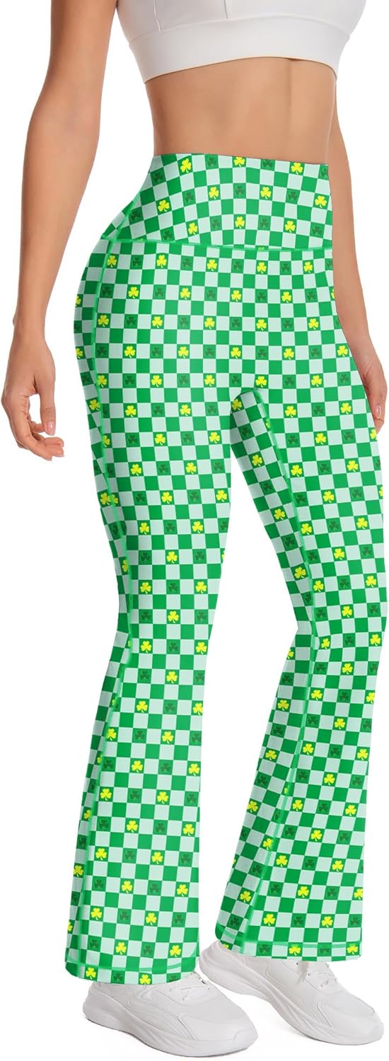 Women's St. Patrick's Day Yoga Pants, High Waist Bell Bottom, Flare Leggings Athletic Workout Pant - Image 4