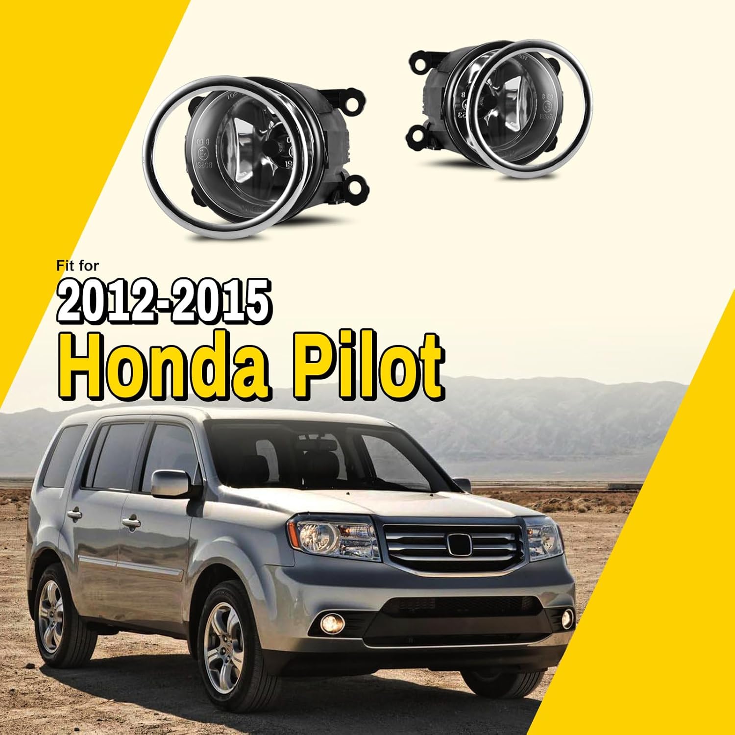 Fog Lights for Honda Pilot 2012-2015 with Bulbs H11 12V 55W Fog Lamps Replacement Wiring Kit & Switch Included- 1 Pair(Clear glass lens)