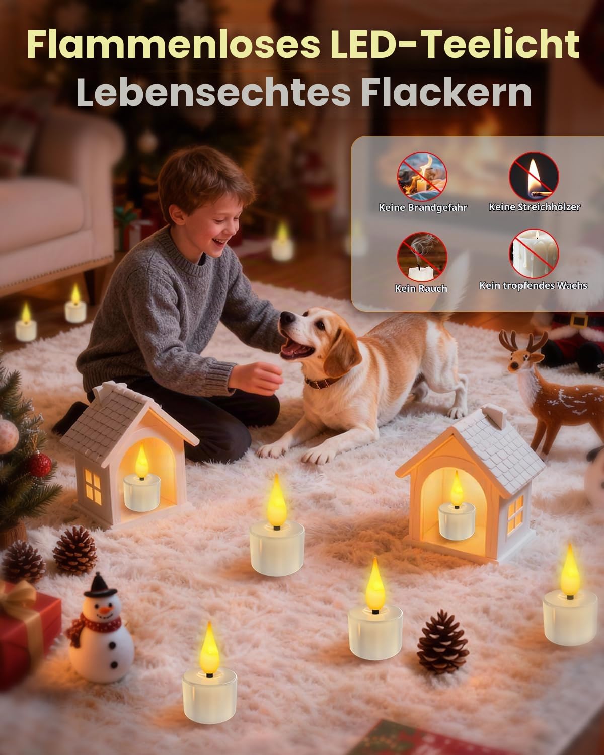 AONESY LED Teelichter Wiederaufladbar mit Magnetischer Ladestation, 13er Set Aufladbare Teelichter mit Fernbedienung & Timerfunktion, für Familien mit Kindern & Haustieren, Dekoration für Wohnzimmer