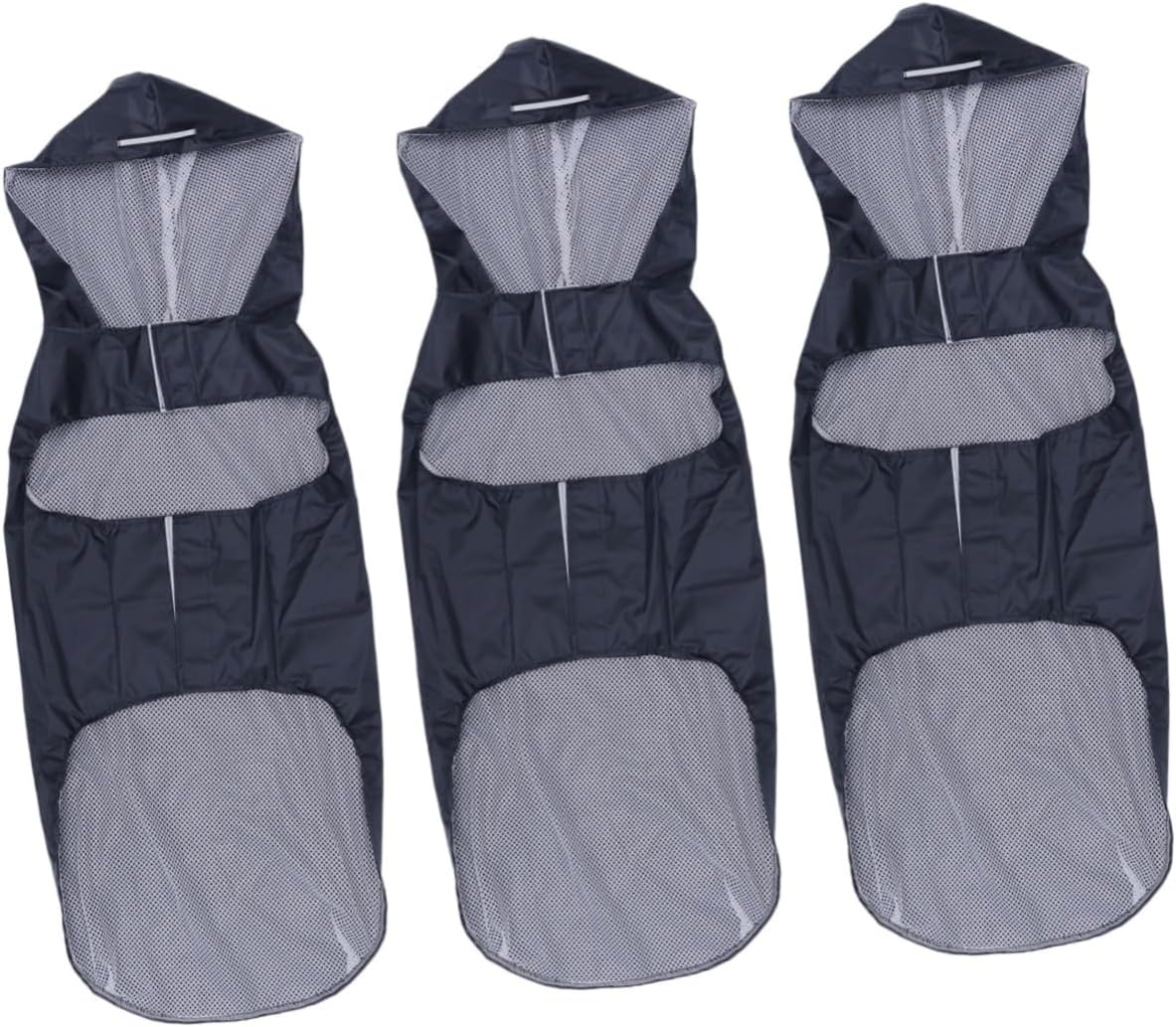 3pcs Reflective Hooded Pet Raincoat for Dogs and Design Black Color for Rainy Days Keeps Pets Dry and Comfortable