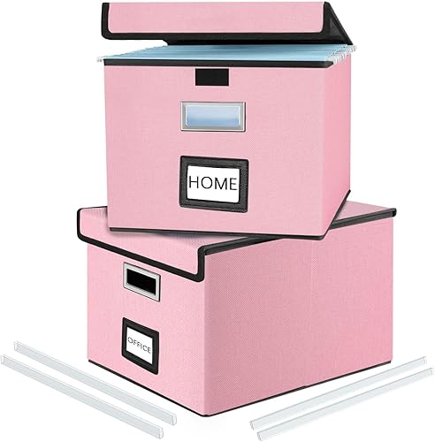 Vista 159 de Huolewa Caja organizadora de archivos con tapa, organizador de carpetas de archivos plegable para almacenamiento de documentos de oficina, caja