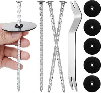 50 Sets Landscape Fabric Stakes with Gaskets 8 Inch Galvanized Spiral Turf Nails for Artificial Grass Garden Landscaping Staples Spikes for Weed Barrier Lawn Edging Tents
