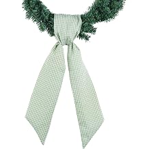 Green White Gingham Wreath Sash for Front Door Wreath, 5.12" Wide x 54.33" St Patrick Spring Easter Farmhouse Holiday Door Decorations Wedding