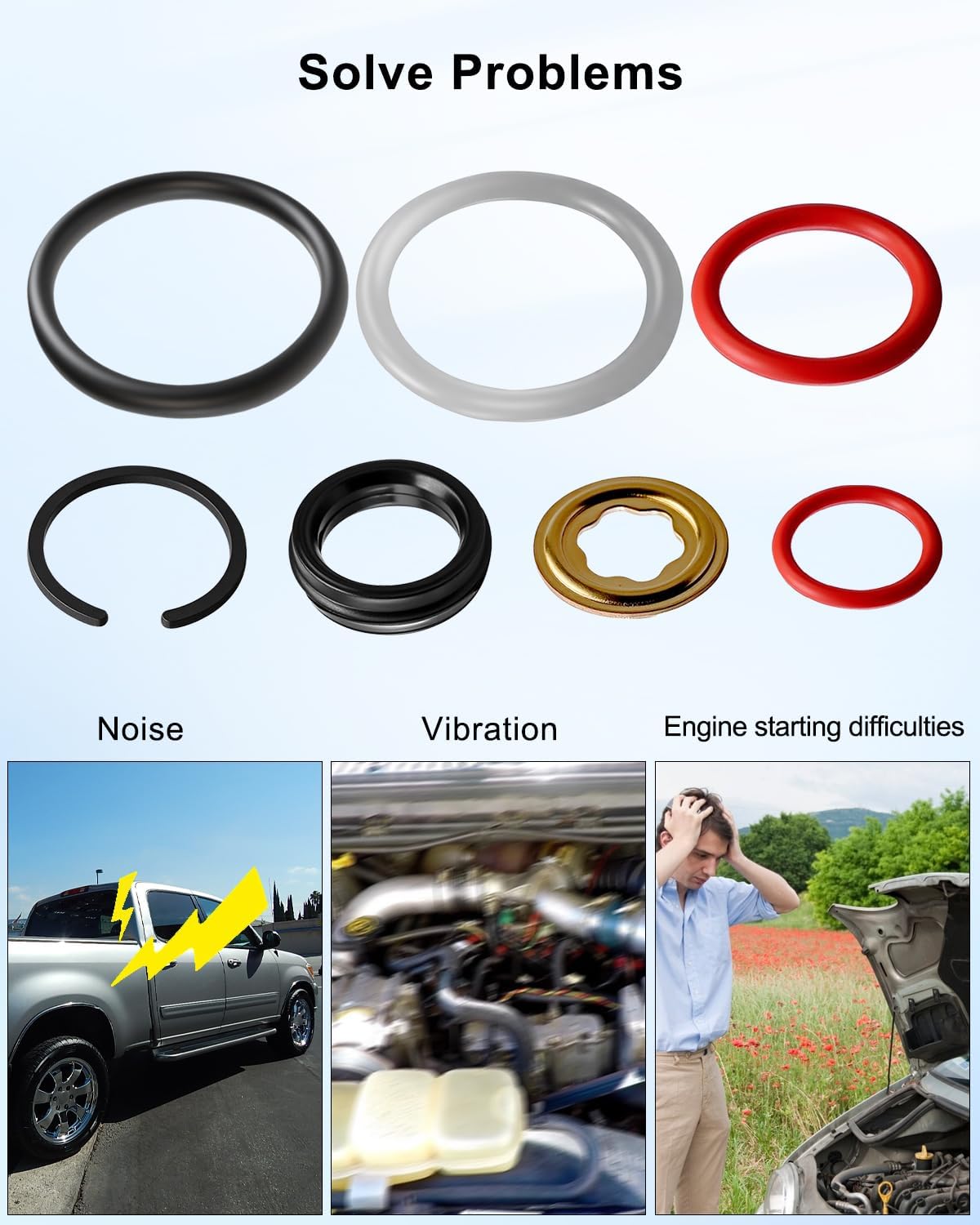 Injector Seal Repair O-Ring Kit Compatible with Ford 6.0L Engine 2003-2010 Replace GS33711