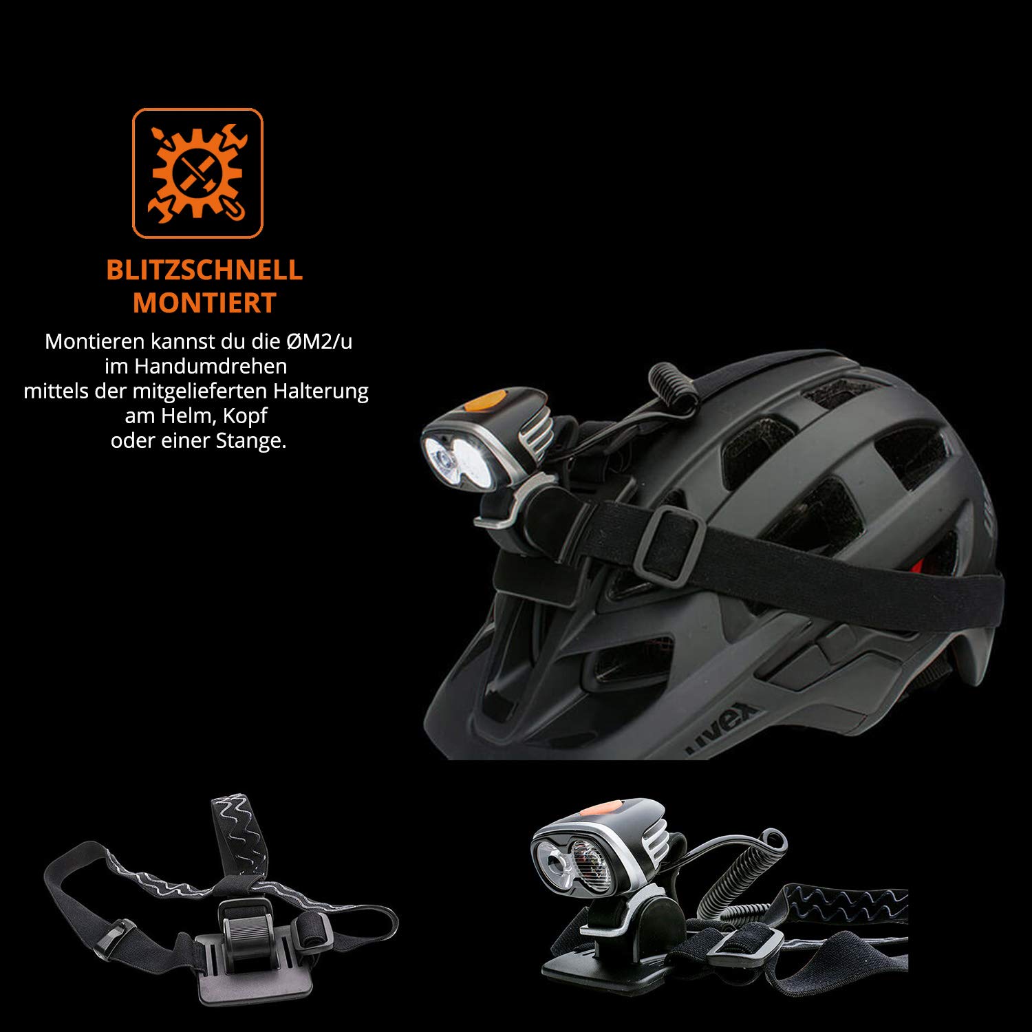 USB lampa czołowa do kasku, lampa sportowa i rekreacyjna o jasności 720 lumenów | 3 tryby świecenia | może być zasilana wszystkimi bankami Power Bankami 5 V z wyjściem 2 A