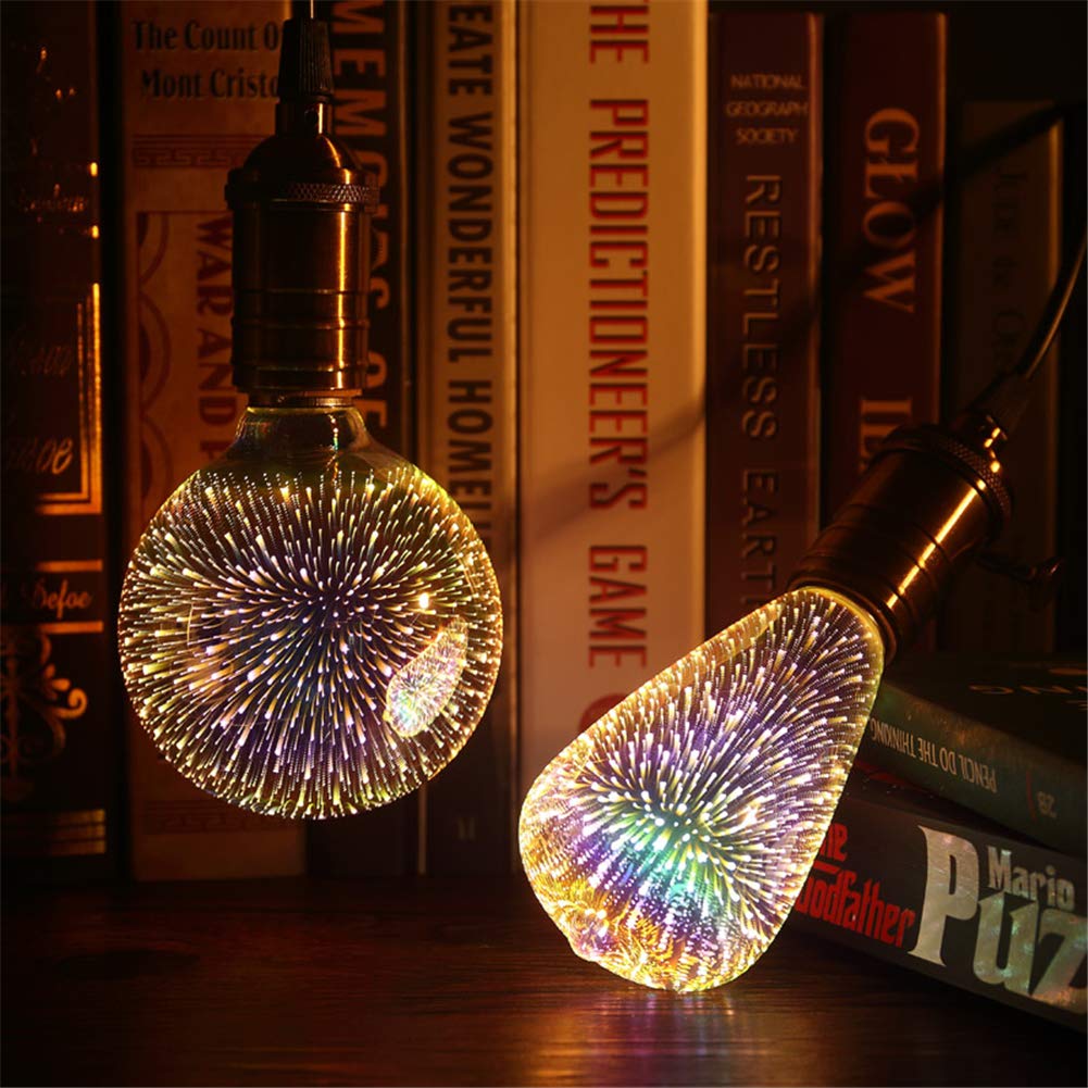Tnfeeon LED Light Bulbs E27 Glass Cover Gorgeous Lighting Silver Plated 3D Fireworks LED Light Bulb for Wedding (605) - Image 2
