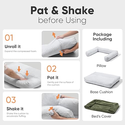 Miniatura 8 de FUKUMARU Sofá cama para perros, acogedora cama de pana para gatos de interior con funda lavable, cama ortopédica impermeable de 28 pulgadas para