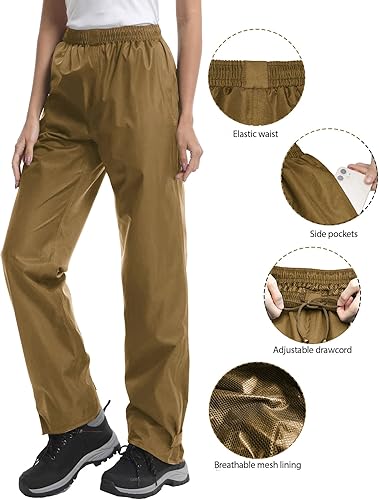 Miniatura 3 de iCreek Pantalones de lluvia impermeables para mujer, resistentes al viento, ligeros, para trabajo, lluvia, al aire libre, para golf, pesca