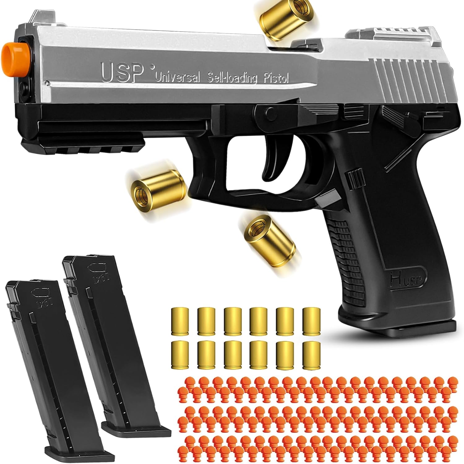 Toy Guns with Automatic Reloading Rebound, Soft Bullet Toy Gun Pistol with Ejecting Shells, Shooting Games Education Model Gifts for Kids Boys Girls (Khaki)