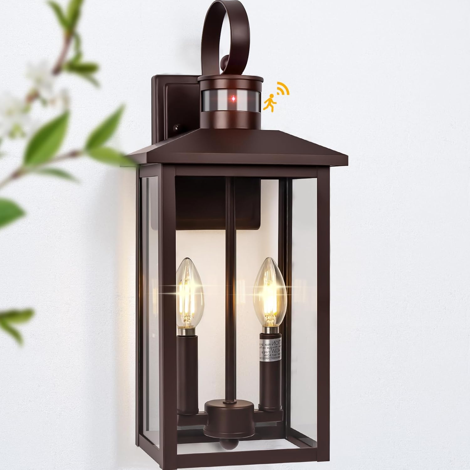 Extra Large Exterior Lighting Fixtures Bronze, Dusk Till Dawn Outdoor Light Fixture, 2-Light Outdoor Wall Fixture with E12 Socket, 18" Porch Light Fixtures for House, Garage, Patio, Door, Backyard