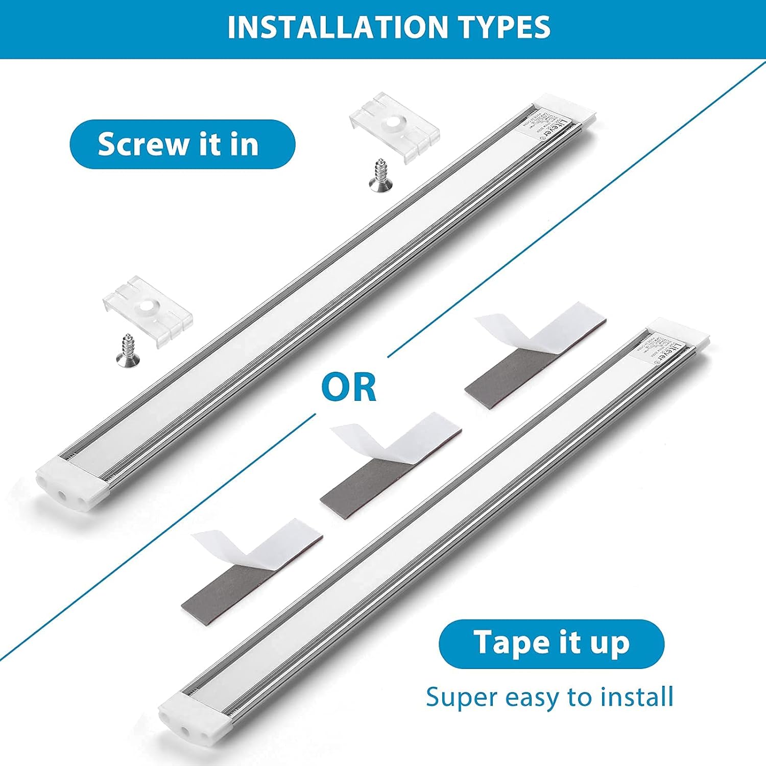 Litever Under Cabinet LED Lighting Bar Dimmable.1-Light-Bar-Kit. Power Adapter, Switch, Dimmer Included. Plug in. Perfect for Kitchen Counter Workbench Closet. Daylight White 5000K + Add-on Light Bar