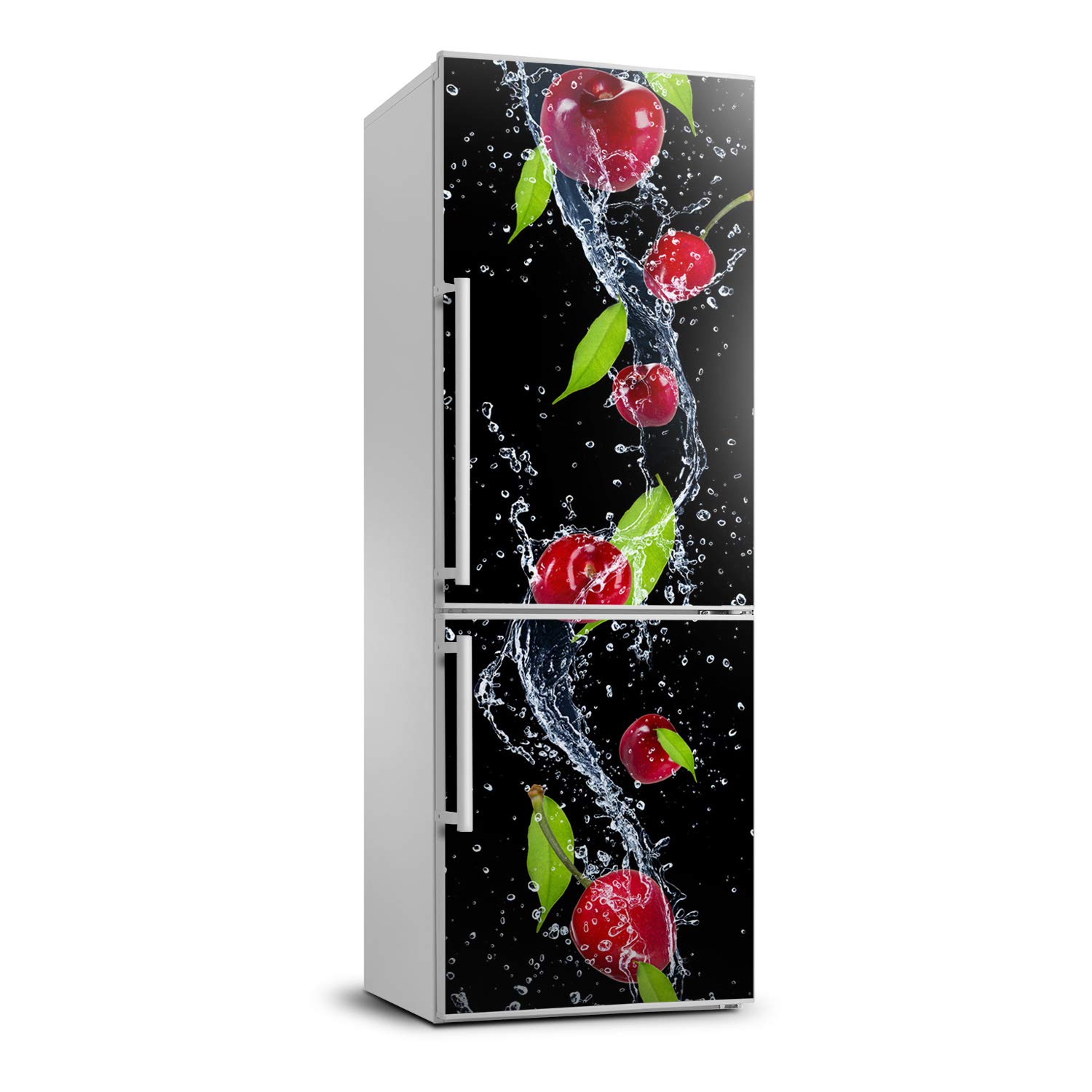 Renovar refrigerador rayado con película autoadhesiva de cerezas 60x180 cm cubierta decorativa