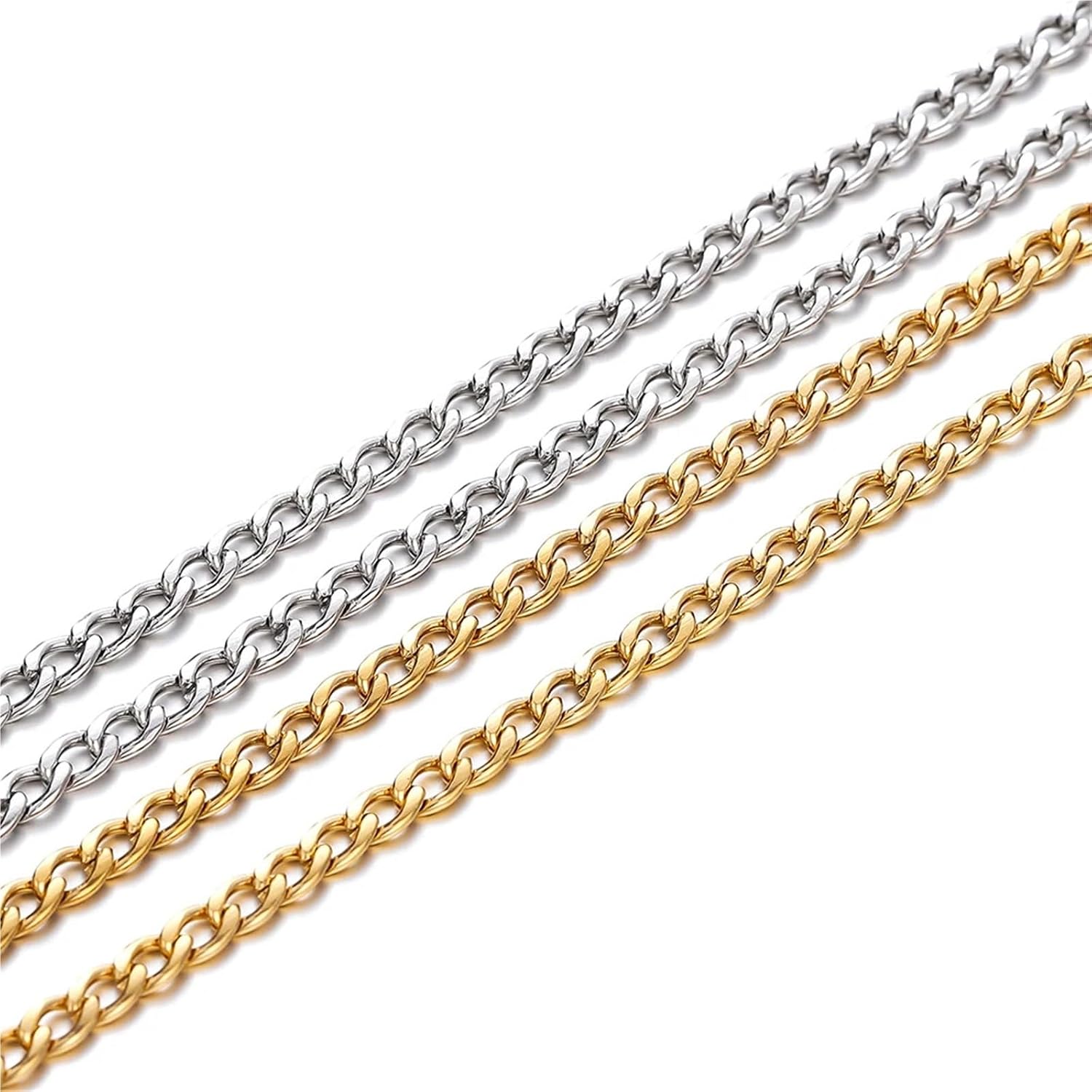 10M Stainless Steel Cuban Chain Bulk Roll for DIY Jewelry Making Supplies