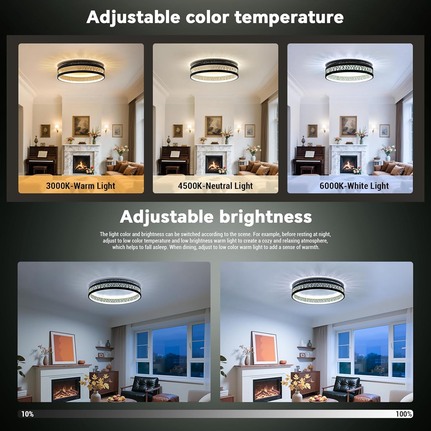 Yuanfenghua LED Mennyezeti Lámpa Különböző Színhőmérsékletekkel