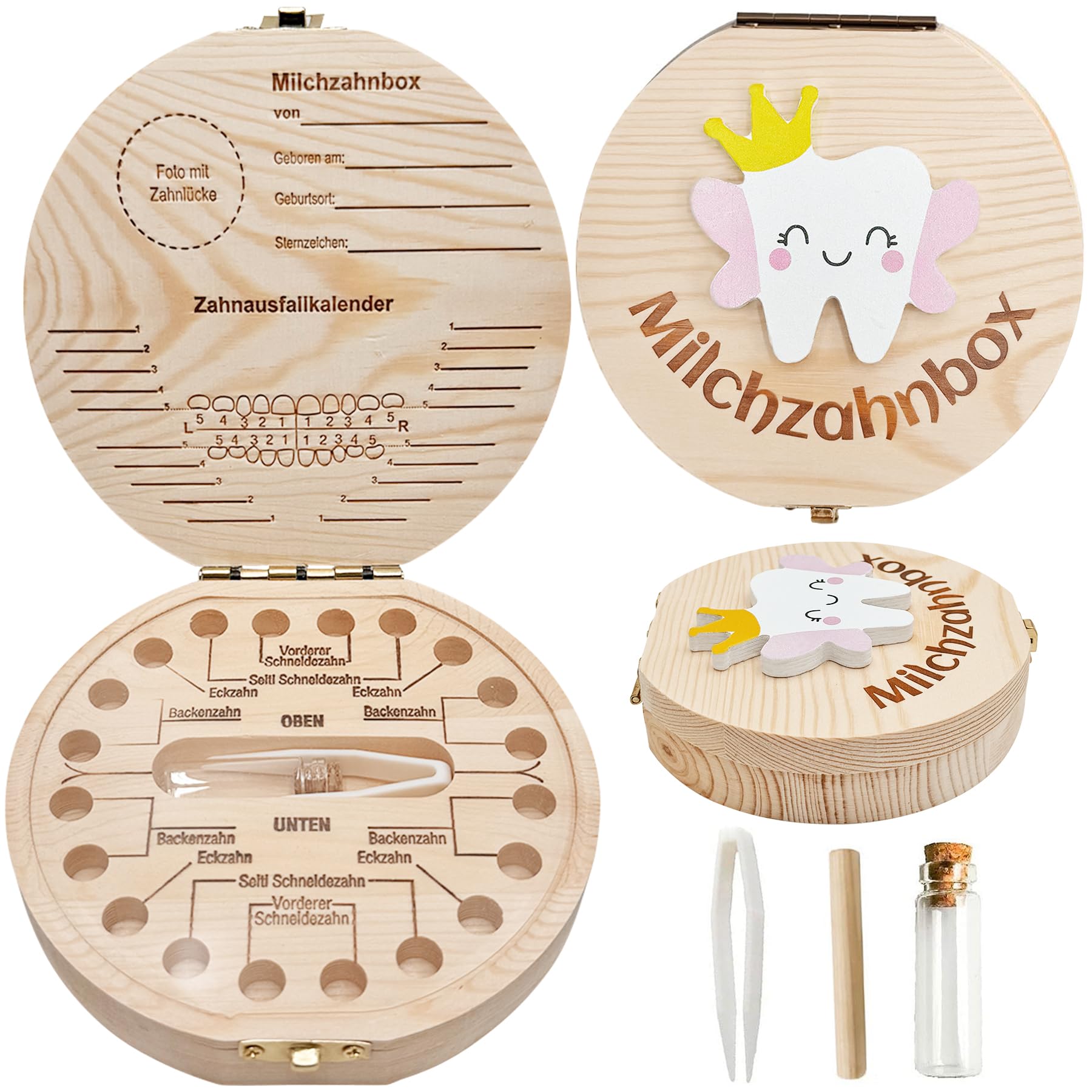 Shengruili Zahnbox Holz Milchzähne Box,Milchzahndose,Zahnbox für Milchzähne,Milchzahndose Mädchen,Aufbewahrungsbox für Baby-Zähne,Jahrestag Hintergrund Banner,Geburtstag Party Lieferunge