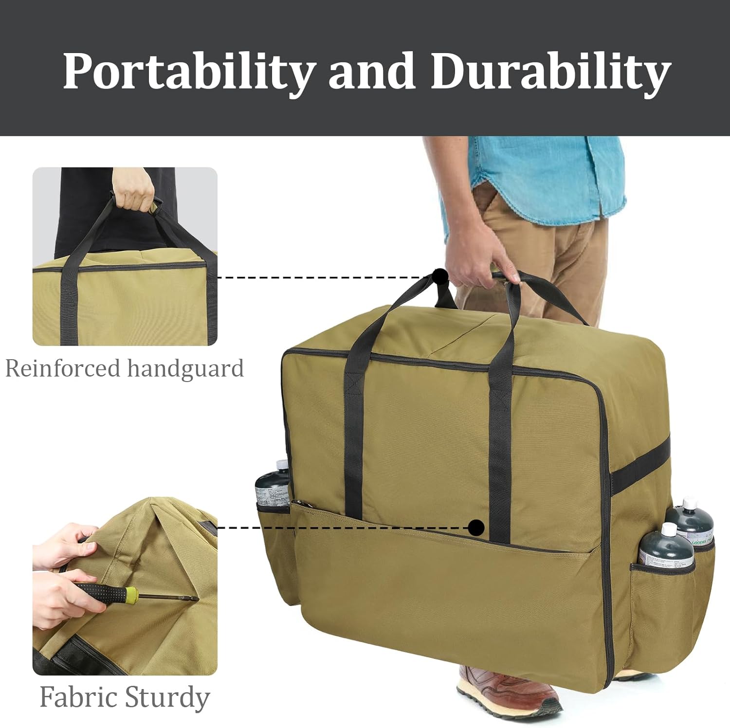 1200D Heavy-Duty Grill Carry Bag for Blackstone 22 inch Griddles - Fits Griddle with Hood, Stand & Tools, 17-Pocket Organizer, Spice Compartments, Dual Handles (Only Bag)