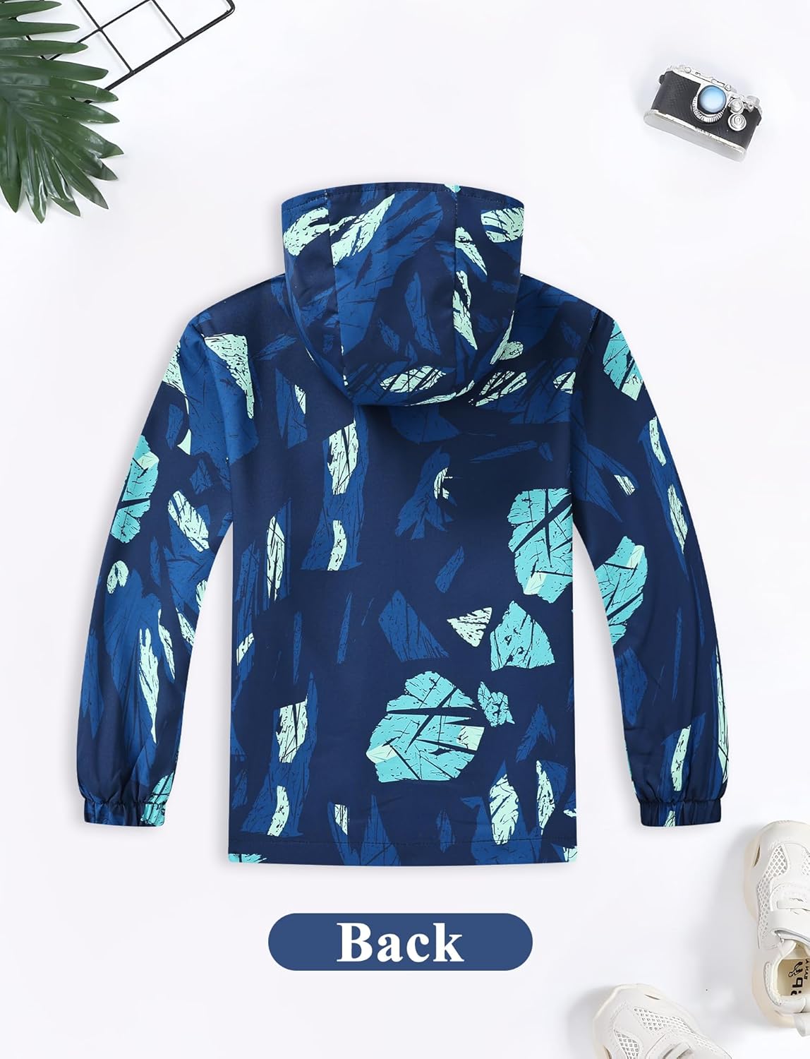 Boys Girls Rain Jacket Waterproof Hooded Raincoat Breathable Mesh Lined Windbreaker Cute Fall Jackets 4-12 Years