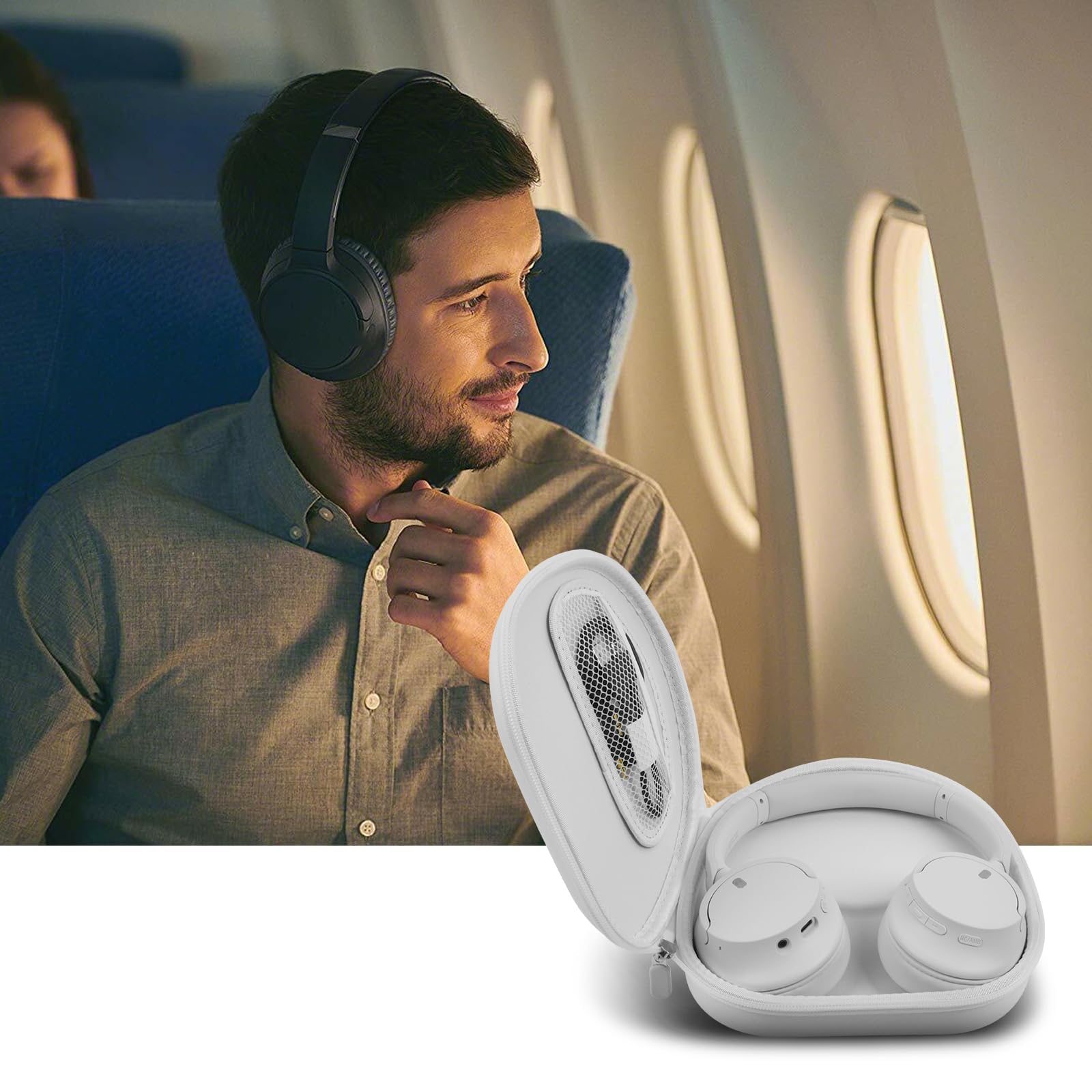 PAIYULE Etui do Sony WH-CH720N CH520 1000XM4 Bezprzewodowe Słuchawki Bluetooth z Redukcją Szumów, Torba Podróżna na Kabel USB (Tylko Pudełko) (Kolor Biały)