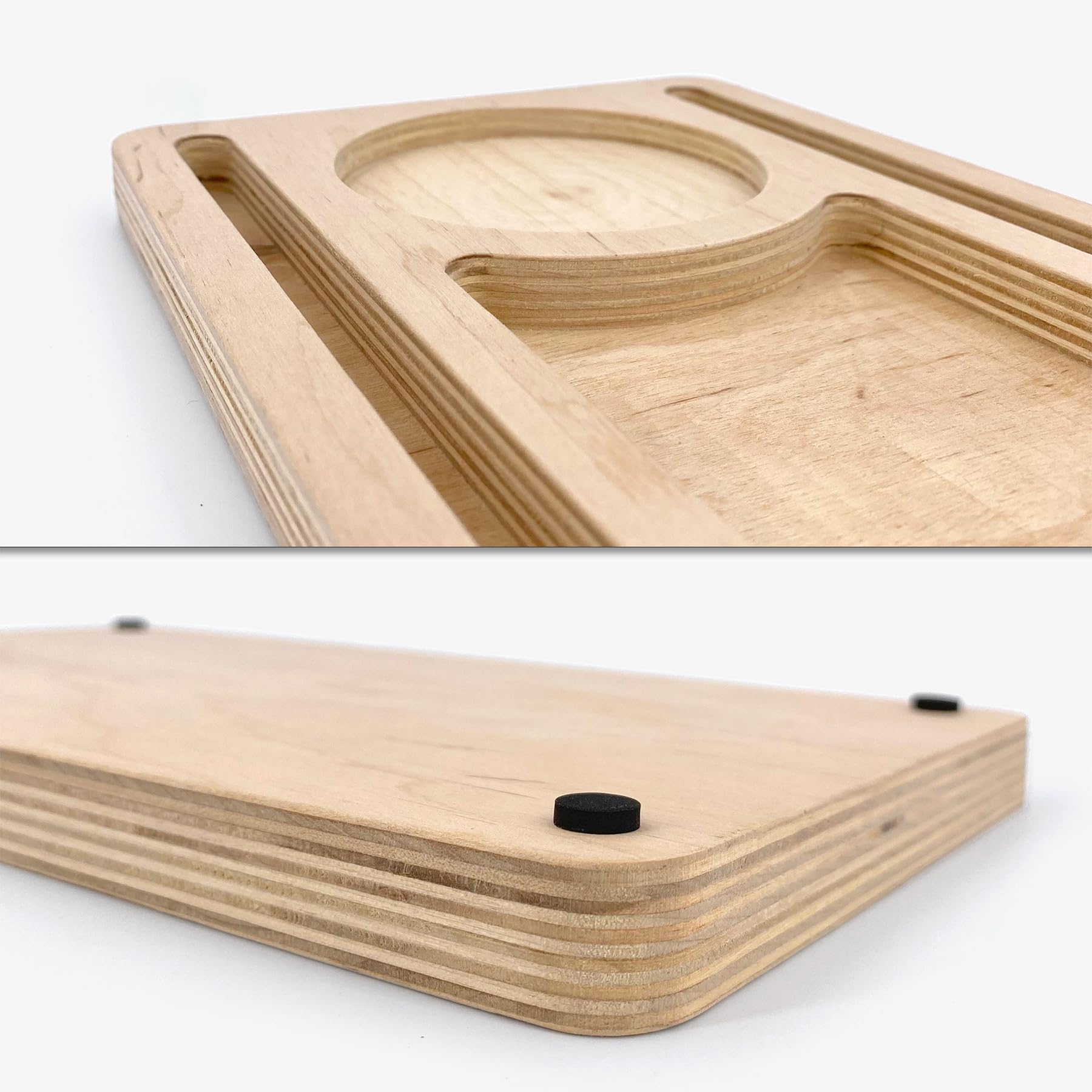 Riarchi PAD - Desk organizer, Portaoggetti Multifunzionale in Legno, Portapenne da Scrivania, Organizzatore Cancelleria, Pad - Phone, Tablet & Smartphone Stand, Arredo Ufficio (Natural Wood)