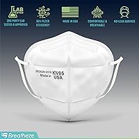 Vista 4 de Breatheze KN95 Face Masks Made in USA - Face Masks Disposable KN95 Mask - FDA Registered Masks